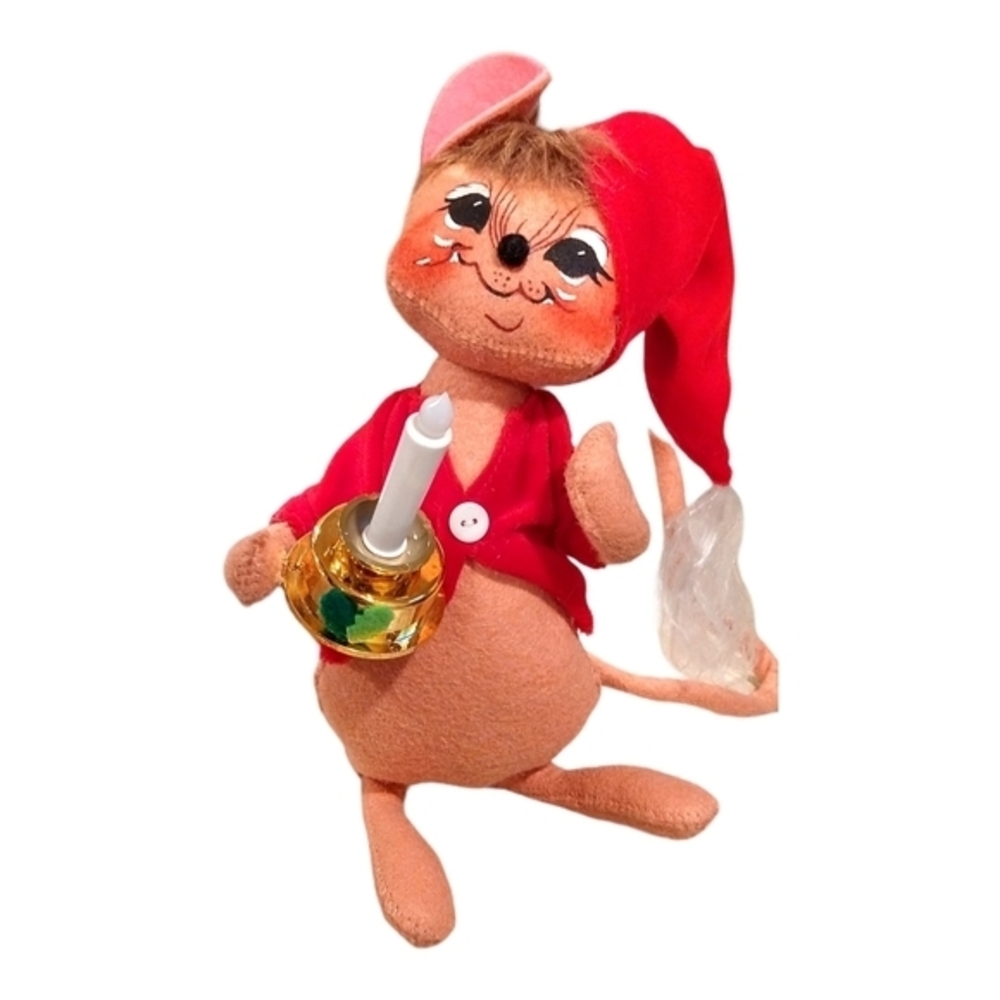 Annalee Christmas 8” nightshirt mouse with candle